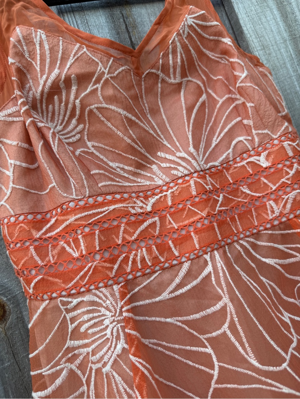 Anthropologie Moulinette Soeurs Calendula Orange Embroidered Organza Dress 4 - Picture 4 of 13